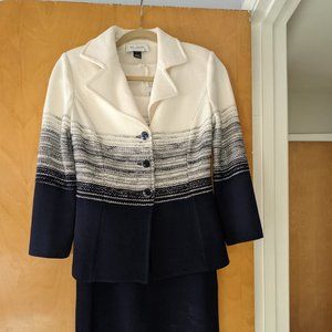 St. Johns two-piece dress suit, size 2, navy and white